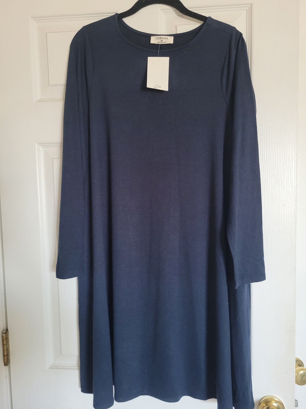 Zenana Outfitters Navy Long Sleeve A-Line Dress